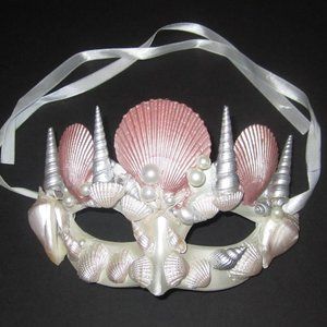 Pink & silver Seashell Mermaid masquerade eye mask